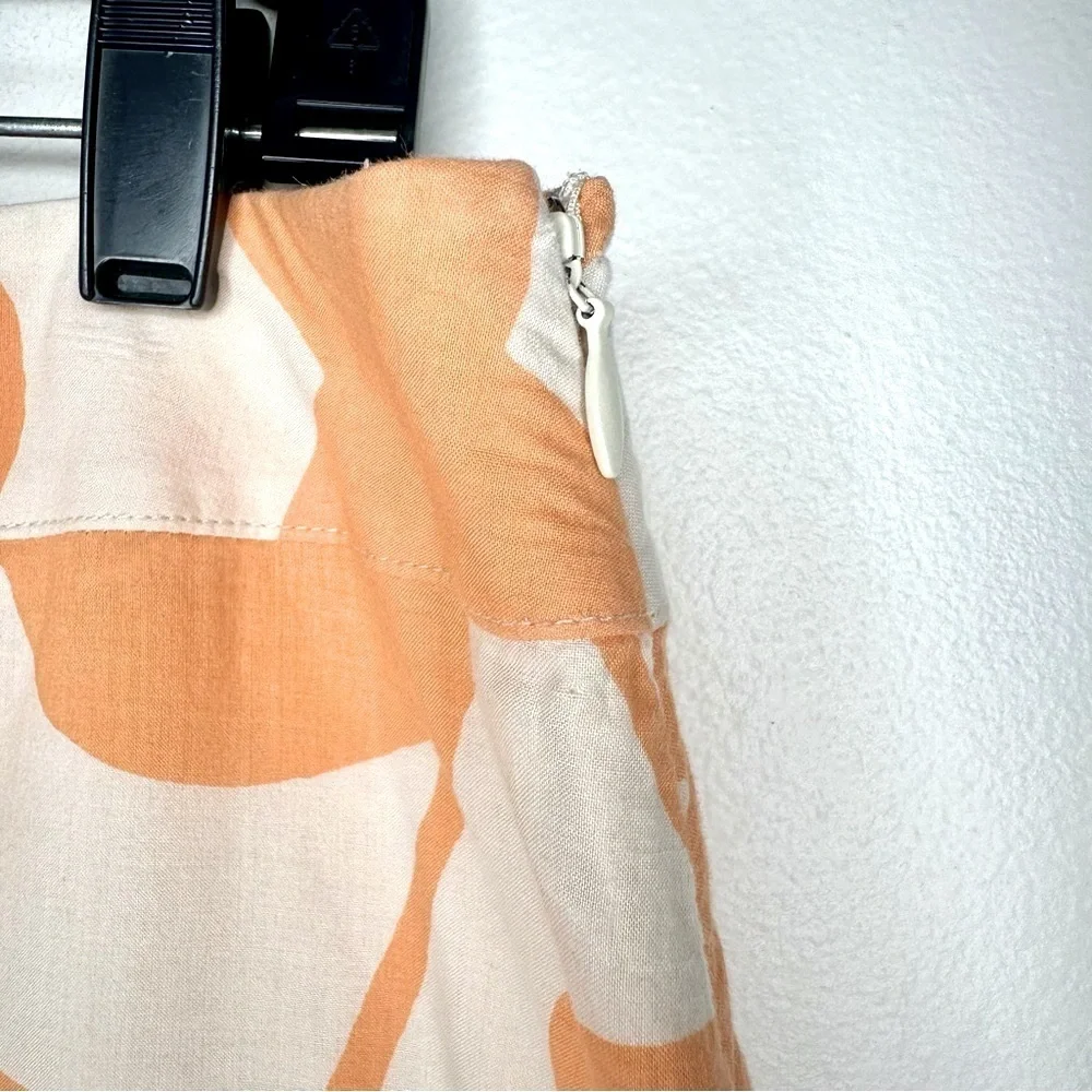 Anthropologie Elevenses Orange White Mini Skirt with Pleats Size 14